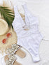 Ribbed Lace Up One-Piece Swimsuit